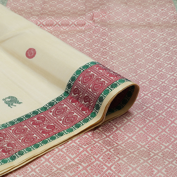 Hayagrivas Handloom Cream Kanjivaram Silk Saree KBE1198I2-2