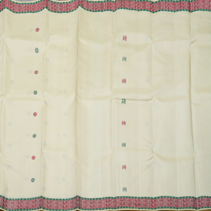 Hayagrivas Handloom Cream Kanjivaram Silk Saree KBE1198I2-2
