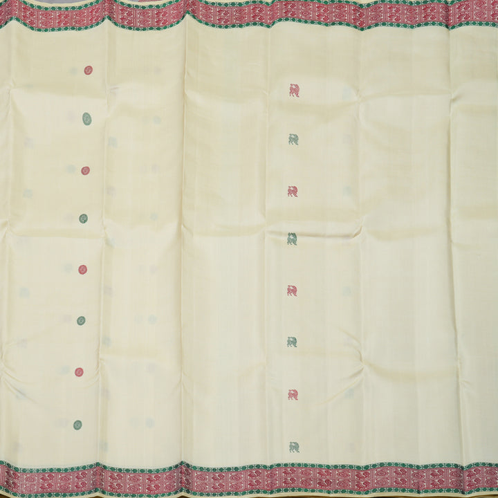 Hayagrivas Handloom Cream Kanjivaram Silk Saree KBE1198I2-2