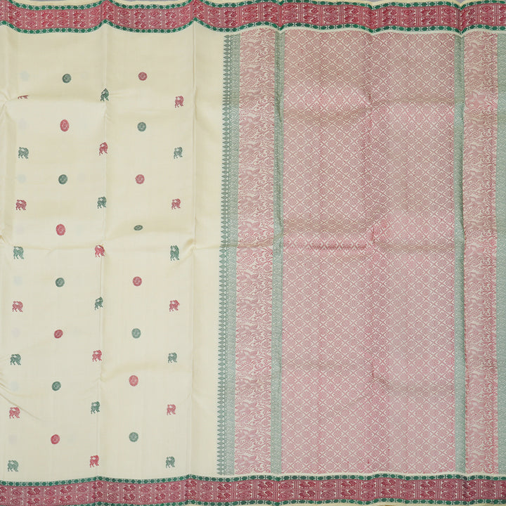 Hayagrivas Handloom Cream Kanjivaram Silk Saree KBE1198I2-2