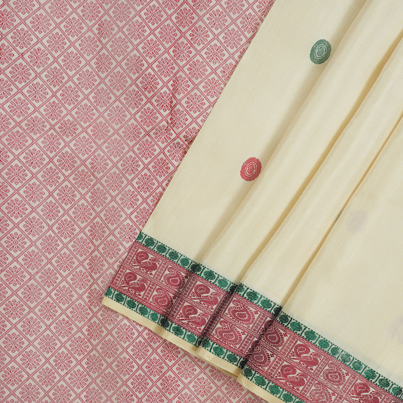 Hayagrivas Handloom Cream Kanjivaram Silk Saree KBE1198I2-2
