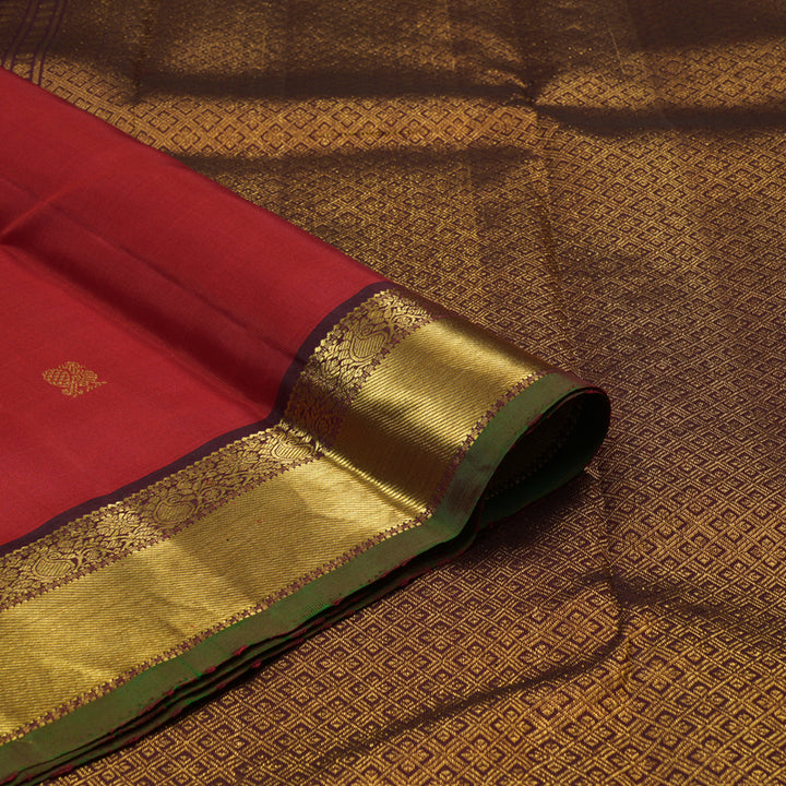 Hayagrivas Handloom Red Kanjivaram Silk Saree KBE1198I3-1