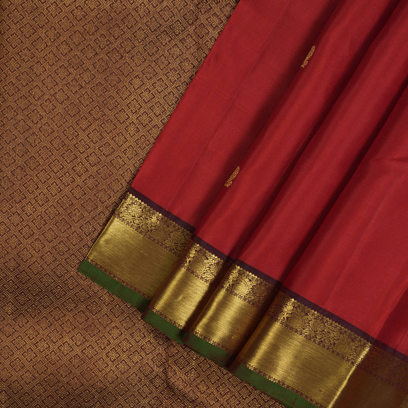 Hayagrivas Handloom Red Kanjivaram Silk Saree KBE1198I3-1