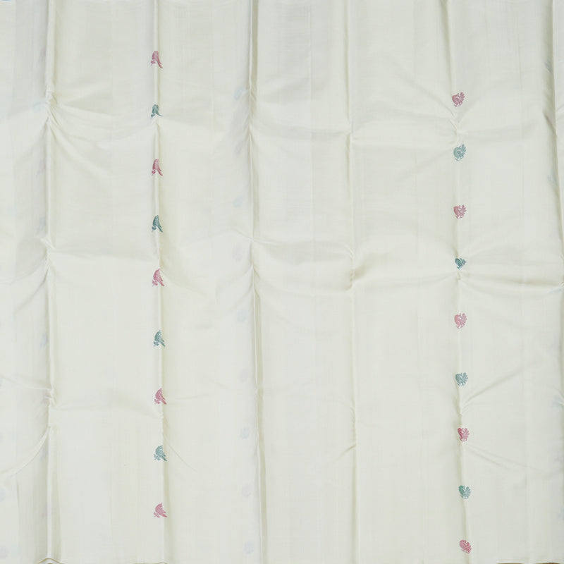 Hayagrivas Handloom Half-White Kanjivaram Silk Saree KBE1199I2-1