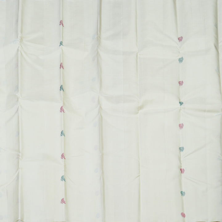 Hayagrivas Handloom Half-White Kanjivaram Silk Saree KBE1199I2-1