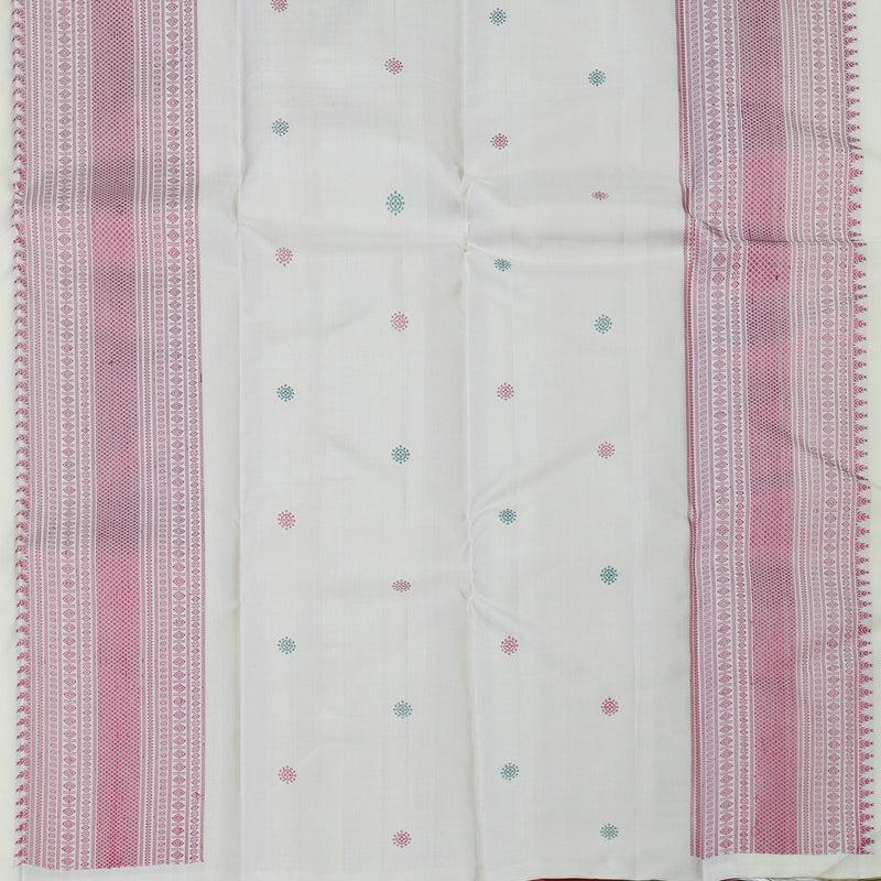 Hayagrivas Handloom Half-White Kanjivaram Silk Saree KBE1199I2-1