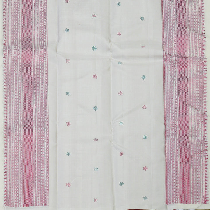 Hayagrivas Handloom Half-White Kanjivaram Silk Saree KBE1199I2-1