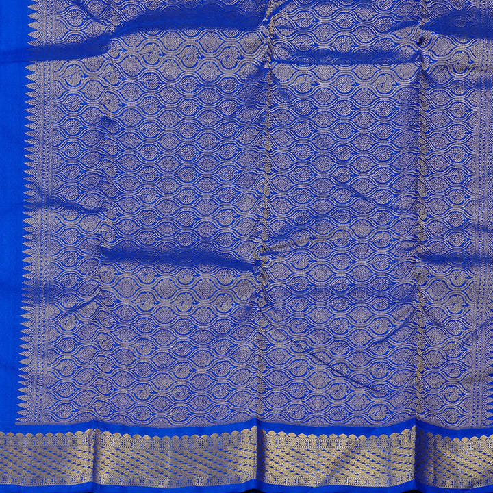Hayagrivas White Handloom Kanjivaram Silk Saree with Blue Border KBE119D2-1