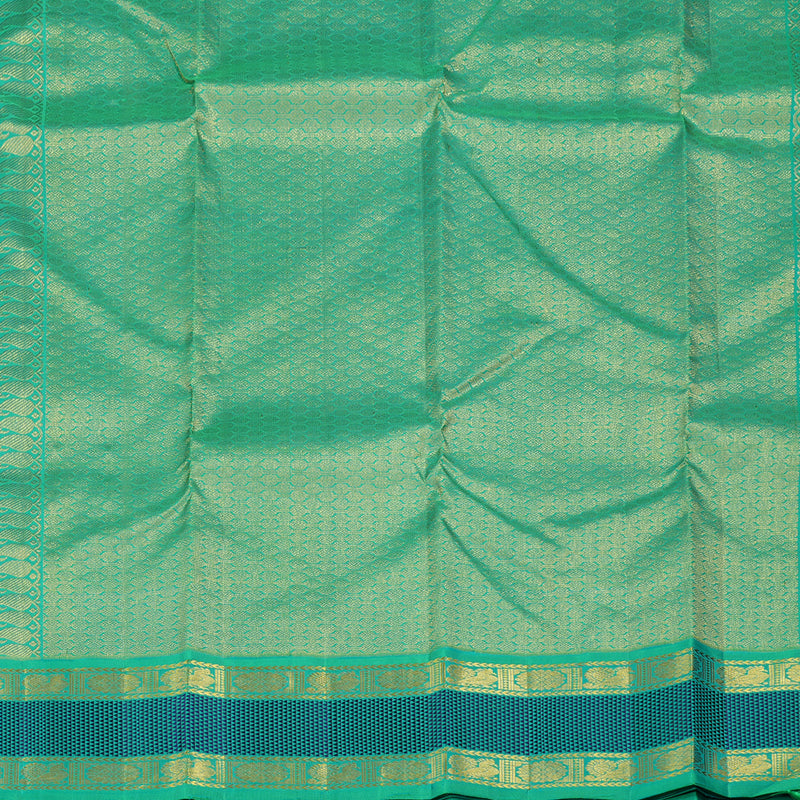 Hayagrivas Black Handloom Kanjivaram Silk Saree with Sea Green Border KBE119D5-1