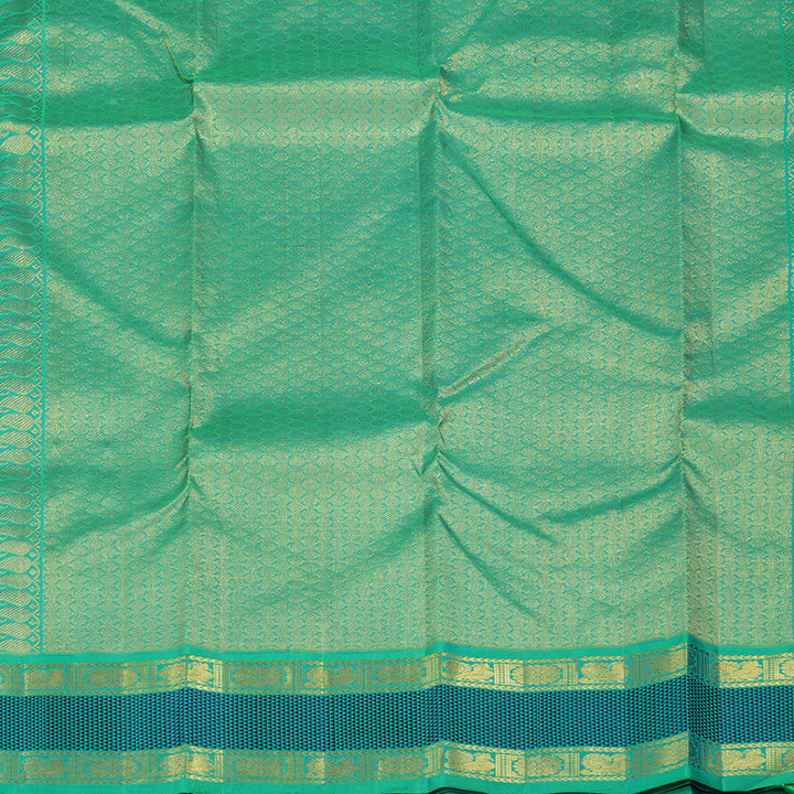 Hayagrivas Black Handloom Kanjivaram Silk Saree with Sea Green Border KBE119D5-1