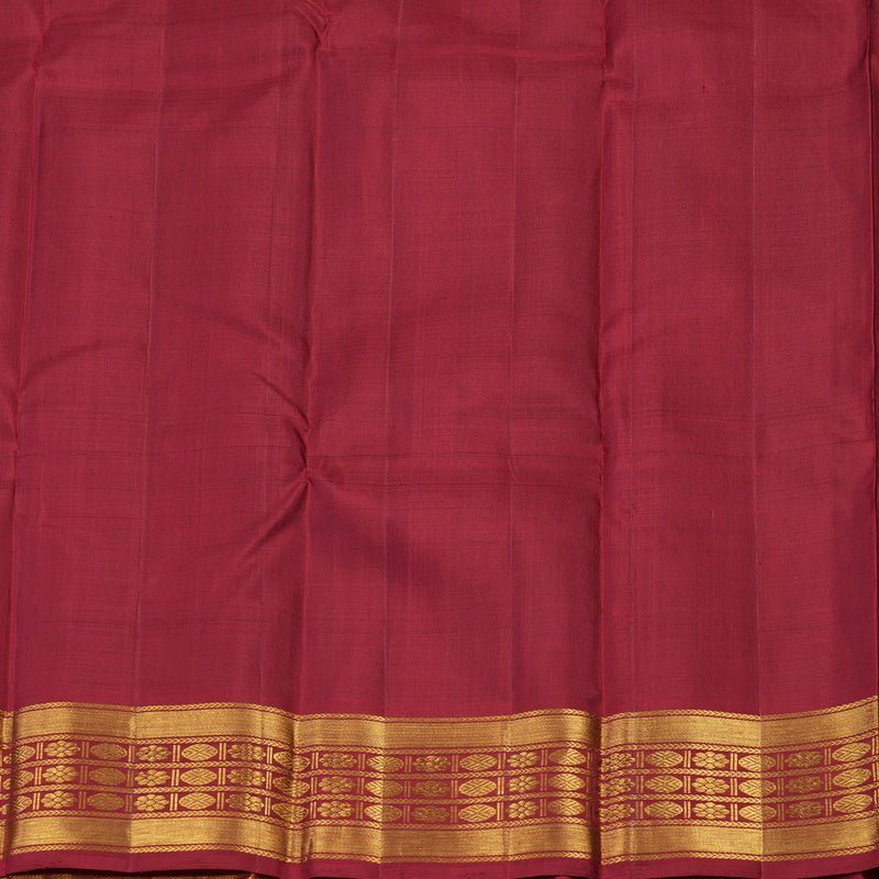Hayagrivas Handloom Kanjivaram silk saree in soothing  pastel green with maroon Korvai contrast KBE119D7-1