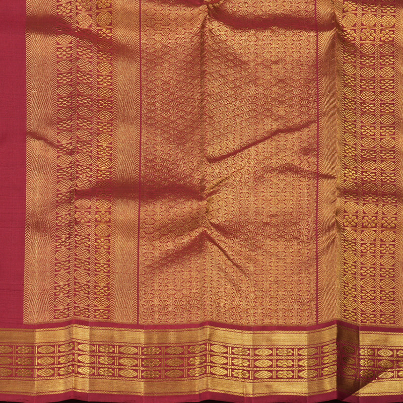 Hayagrivas Handloom Kanjivaram silk saree in soothing  pastel green with maroon Korvai contrast KBE119D7-1