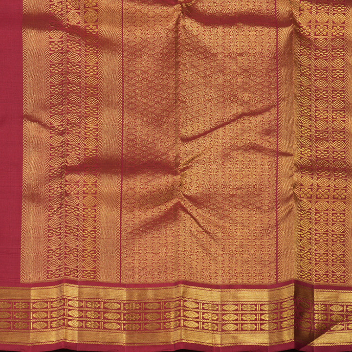 Hayagrivas Handloom Kanjivaram silk saree in soothing  pastel green with maroon Korvai contrast KBE119D7-1