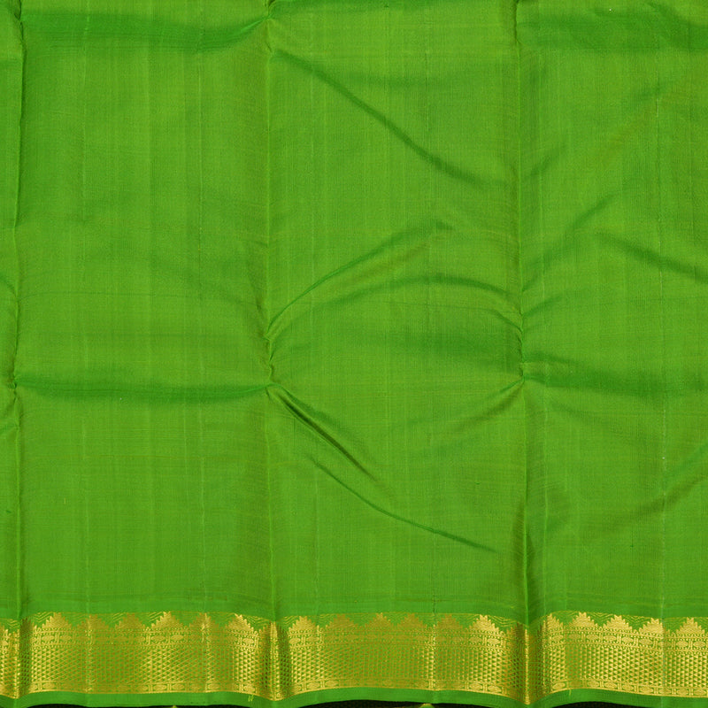 Hayagrivas Light Sky Blue Handloom Kanjivaram Silk Saree with Parrot Green Border KBE119D8-1