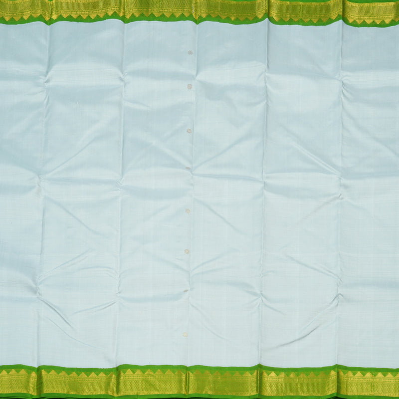 Hayagrivas Light Sky Blue Handloom Kanjivaram Silk Saree with Parrot Green Border KBE119D8-1