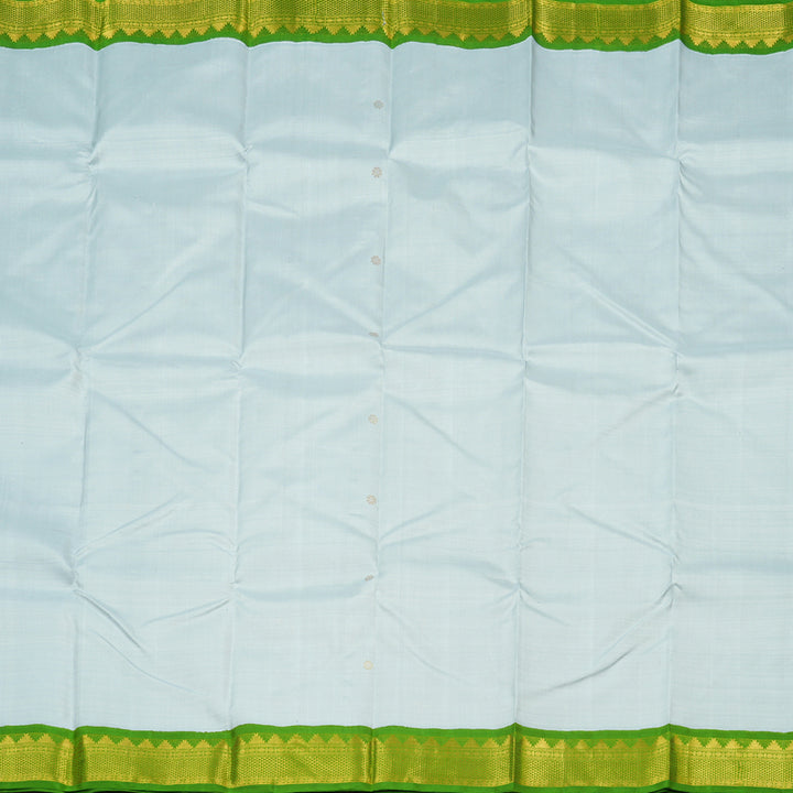 Hayagrivas Light Sky Blue Handloom Kanjivaram Silk Saree with Parrot Green Border KBE119D8-1