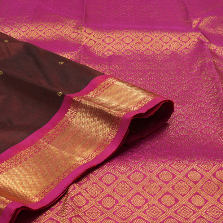 Hayagrivas Handloom Araku Maroon Kanjivaram Silk Saree with Rani Pink border KBE1200I1-4