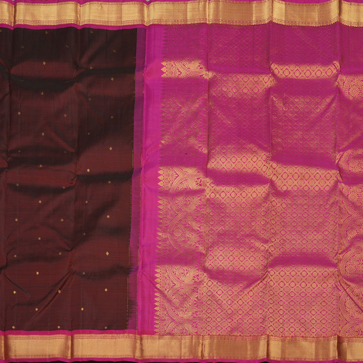 Hayagrivas Handloom Araku Maroon Kanjivaram Silk Saree with Rani Pink border KBE1200I1-4