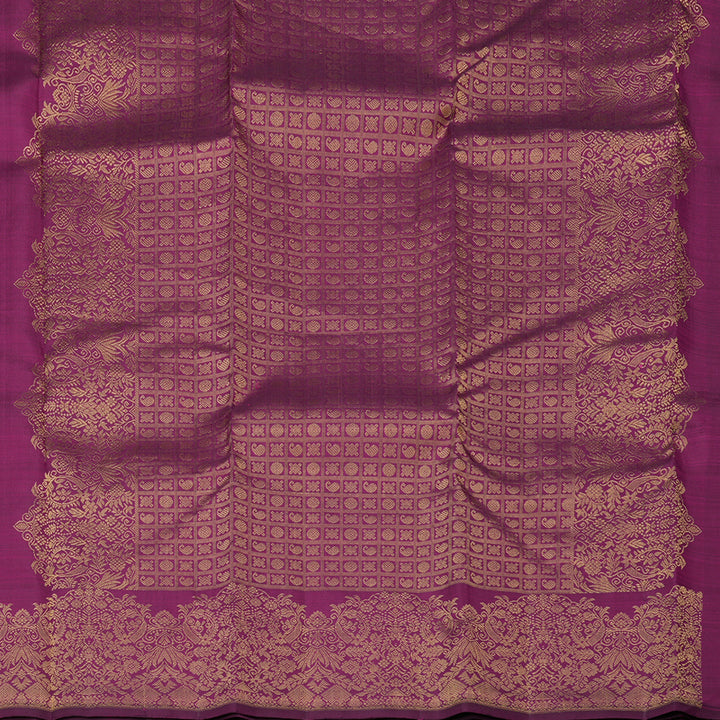 Hayagrivas Handloom Wine Purple Kanjivaram Silk Saree with Turning border KBE1200I9-1