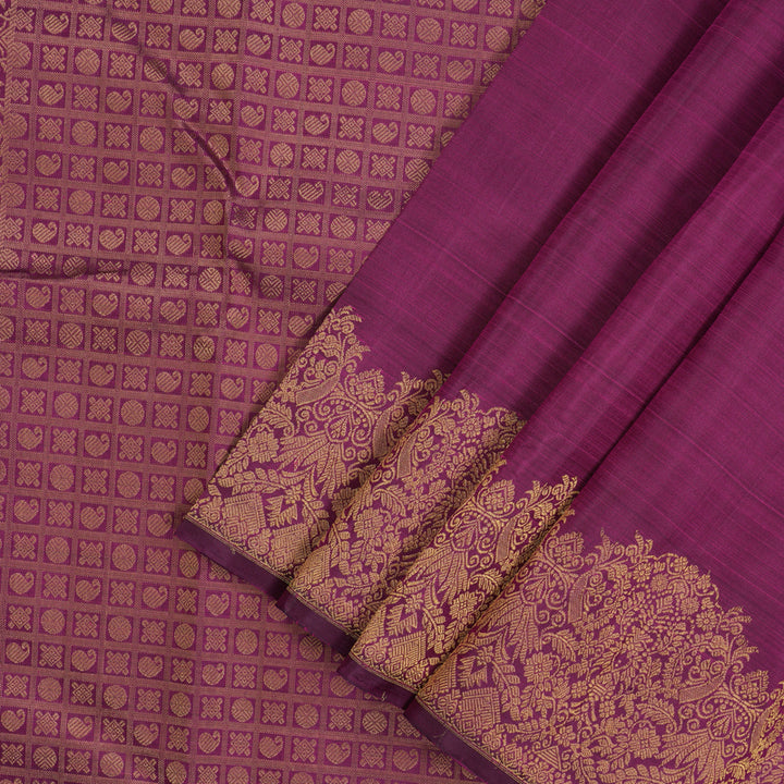 Hayagrivas Handloom Wine Purple Kanjivaram Silk Saree with Turning border KBE1200I9-1