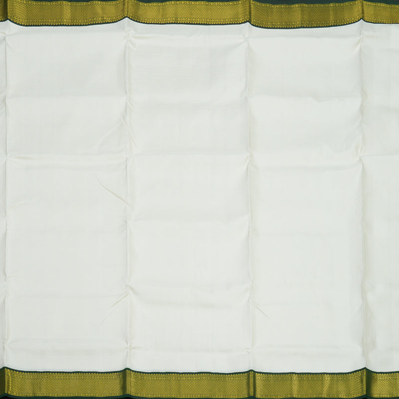 Hayagrivas White Pure Ten Yards Silk Madisar with Karum Pachai border KBE1206I2-1