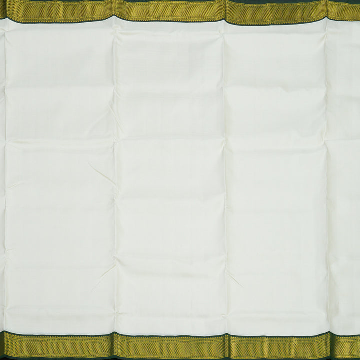 Hayagrivas White Pure Ten Yards Silk Madisar with Karum Pachai border KBE1206I2-1