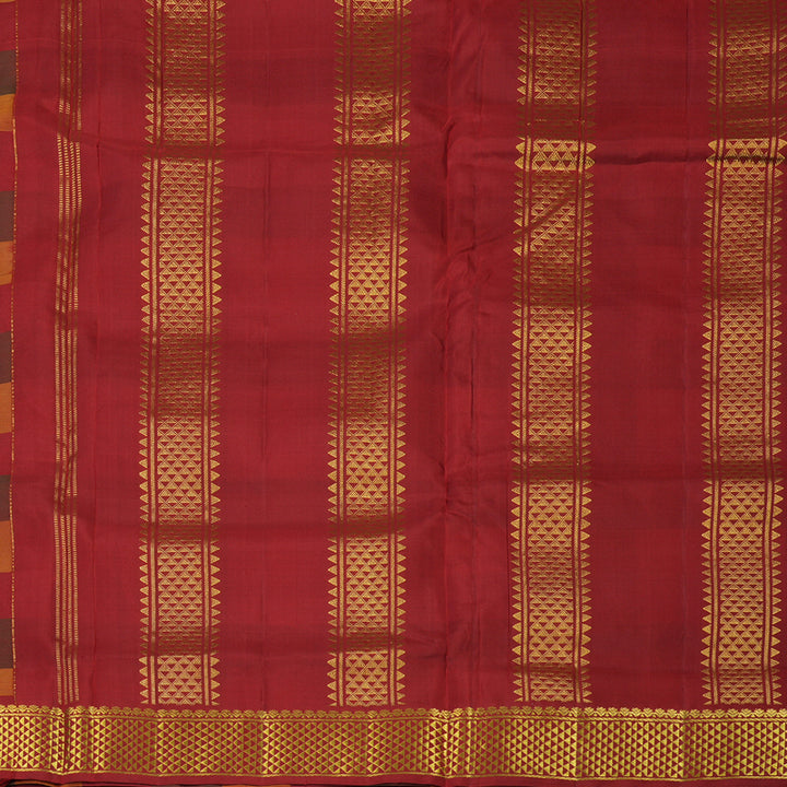 Hayagrivas Handloom Paalum Pazhamum Checks Kanjivaram Ten Yards Silk Saree KBE1206I7-1