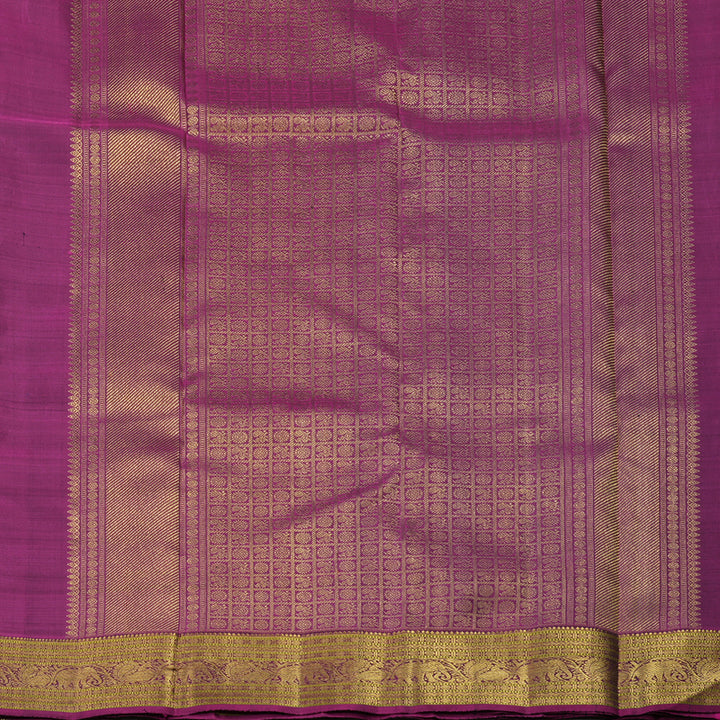 Hayagrivas Handloom Deep Teal Kanjivaram Silk Saree with Wine Purple Border KBE1208I4-1
