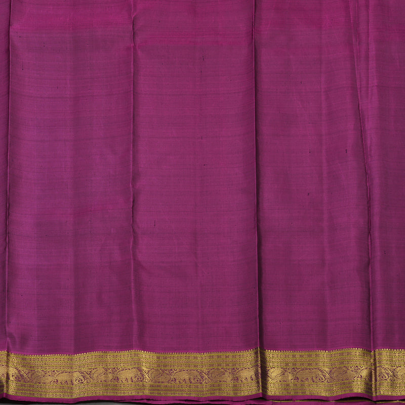Hayagrivas Handloom Deep Teal Kanjivaram Silk Saree with Wine Purple Border KBE1208I4-1