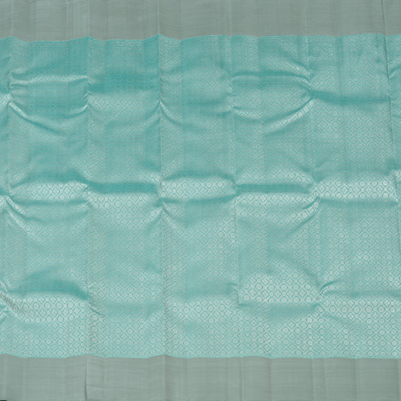 Hayagrivas Sky Blue Handloom Kanjivaram Silk Saree with Silver Grey Border KBE120D11-1