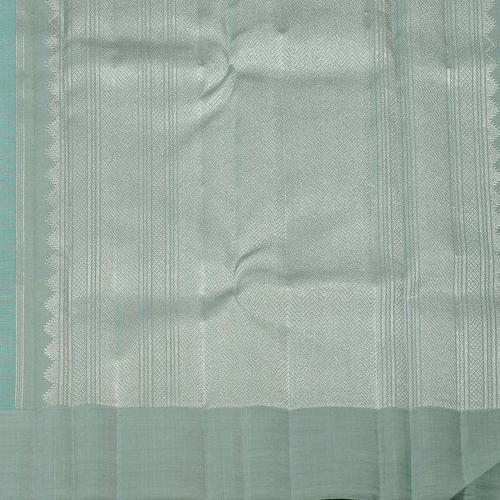 Hayagrivas Sky Blue Handloom Kanjivaram Silk Saree with Silver Grey Border KBE120D11-1