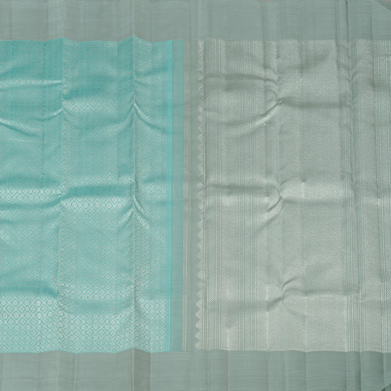 Hayagrivas Sky Blue Handloom Kanjivaram Silk Saree with Silver Grey Border KBE120D11-1