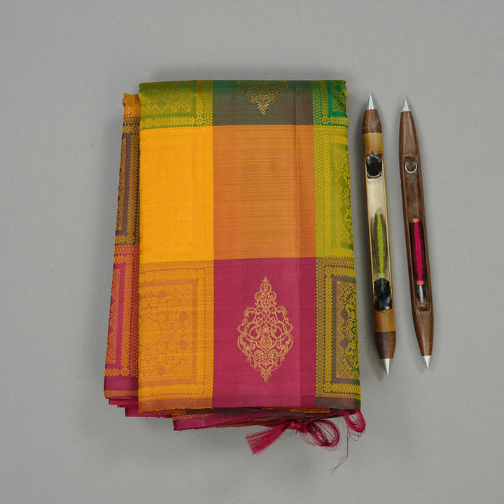 Hayagrivas Multi Colour Checks Handloom Kanjivaram Silk Saree KBE120D12-1