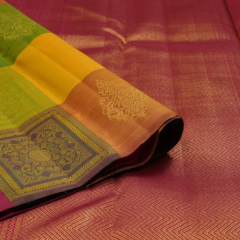 Hayagrivas Multi Colour Checks Handloom Kanjivaram Silk Saree KBE120D12-1