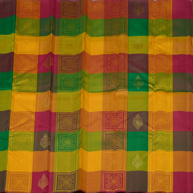 Hayagrivas Multi Colour Checks Handloom Kanjivaram Silk Saree KBE120D12-1