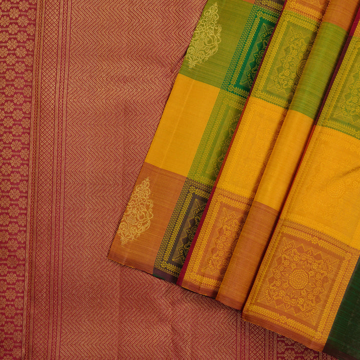 Hayagrivas Multi Colour Checks Handloom Kanjivaram Silk Saree KBE120D12-1