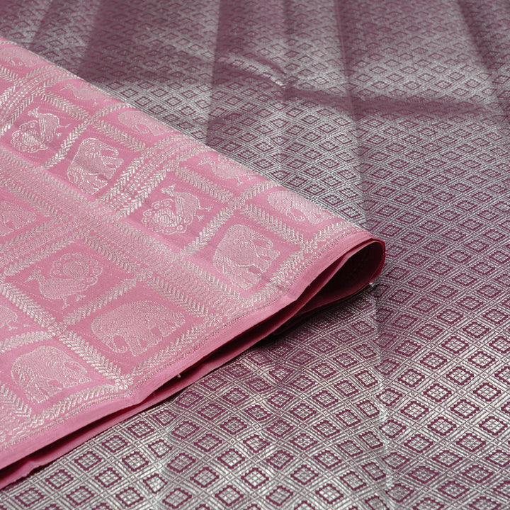 Hayagrivas Rose Pink Handloom Kanjivaram Silk Saree KBE120D13-1