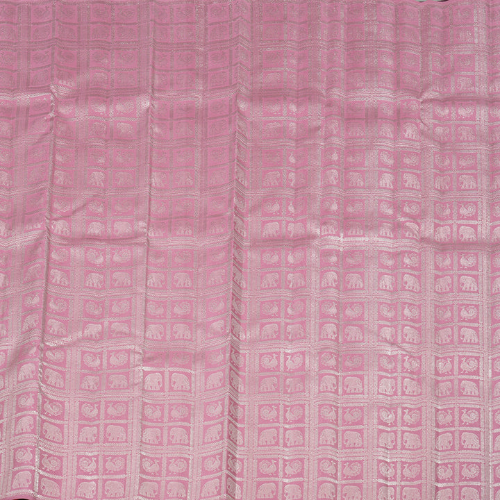 Hayagrivas Rose Pink Handloom Kanjivaram Silk Saree KBE120D13-1