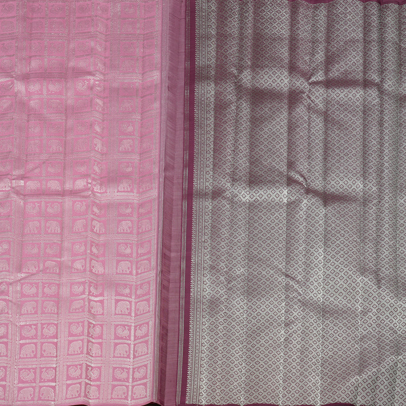 Hayagrivas Rose Pink Handloom Kanjivaram Silk Saree KBE120D13-1