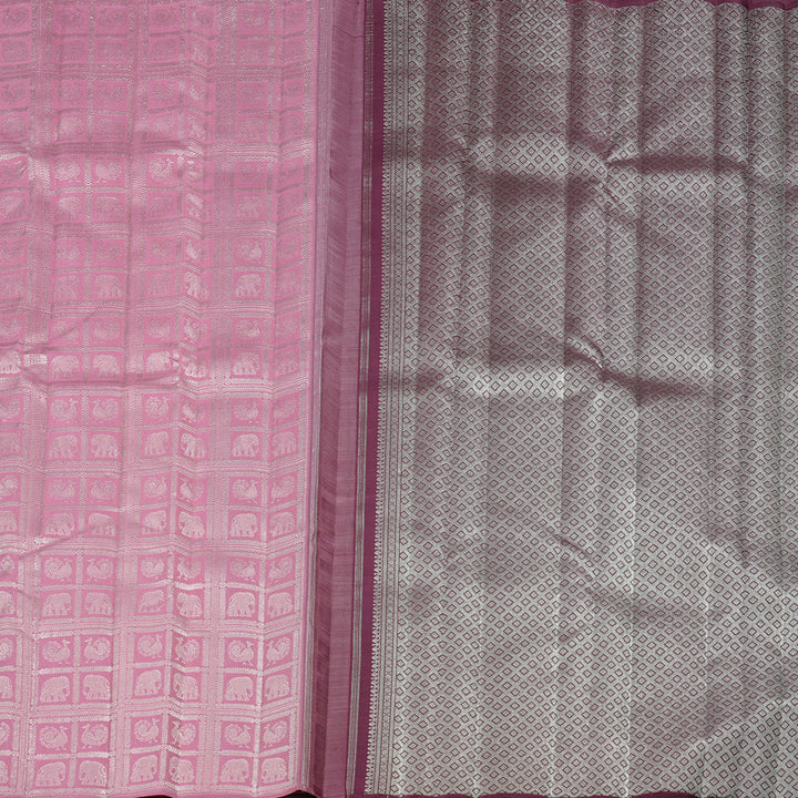 Hayagrivas Rose Pink Handloom Kanjivaram Silk Saree KBE120D13-1