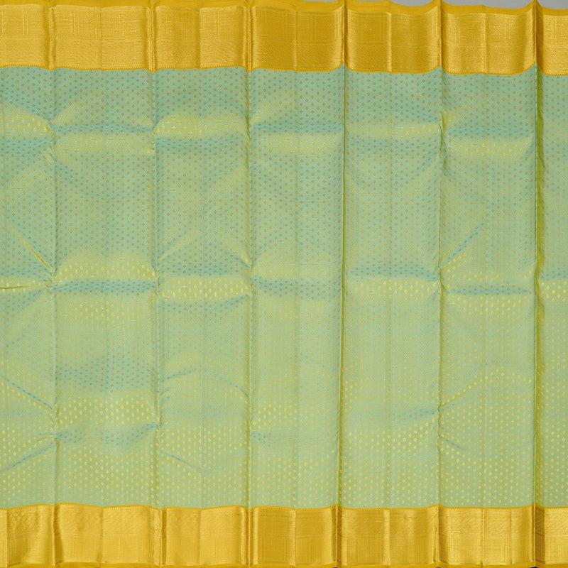Hayagrivas Dual Tone (Sea Blue With Yellow) Handloom Kanjivaram Silk Saree with Lemon Yellow Border KBE120D15-1