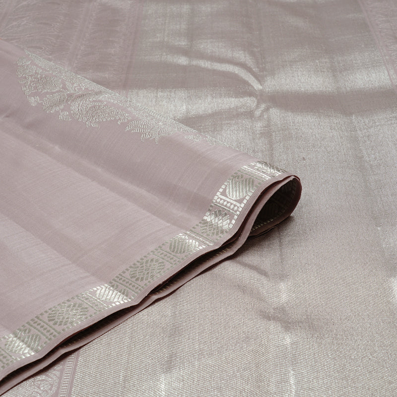 Hayagrivas Light Peach Pink Handloom Kanjivaram Silk Saree with Powder Pink Border KBE120D9-1