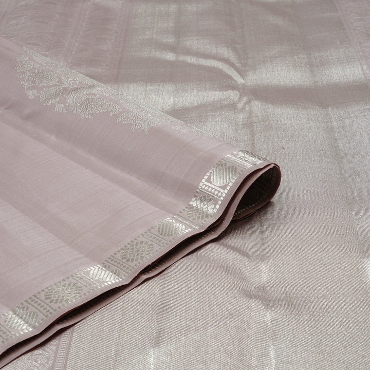 Hayagrivas Light Peach Pink Handloom Kanjivaram Silk Saree with Powder Pink Border KBE120D9-1