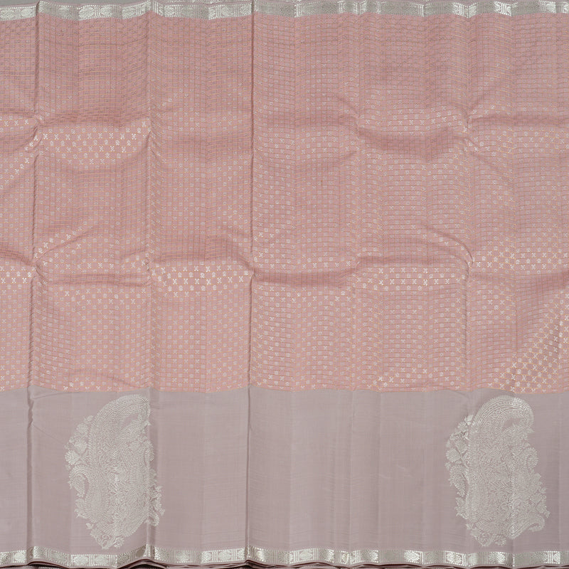 Hayagrivas Light Peach Pink Handloom Kanjivaram Silk Saree with Powder Pink Border KBE120D9-1