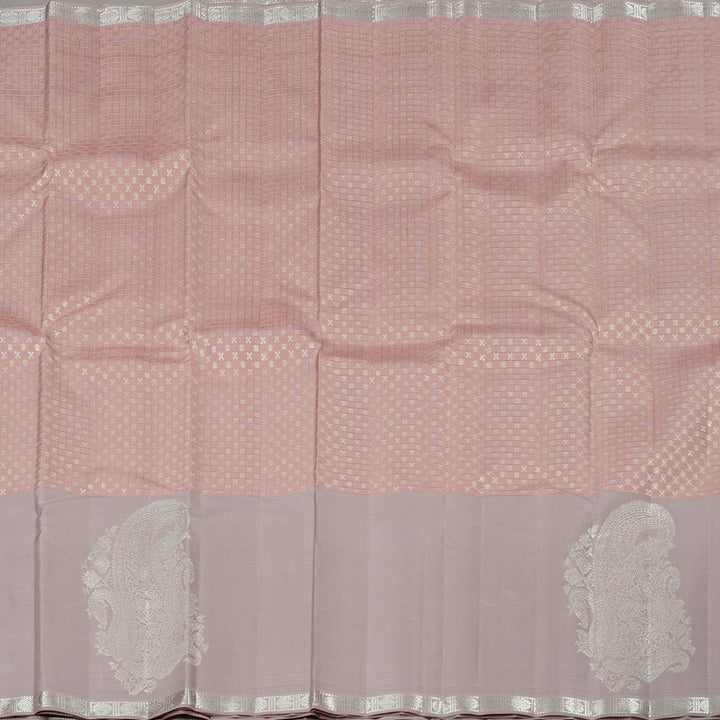 Hayagrivas Light Peach Pink Handloom Kanjivaram Silk Saree with Powder Pink Border KBE120D9-1