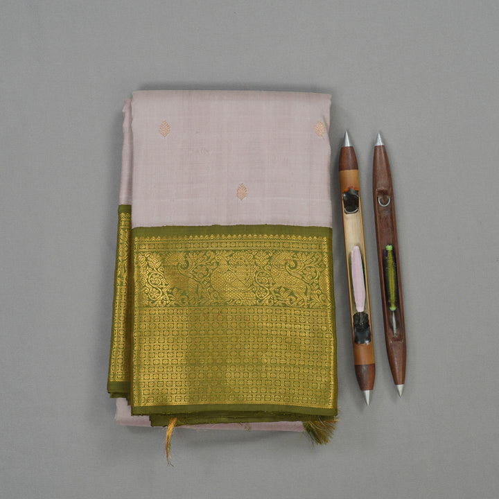 Hayagrivas Handloom Mild Onion Pink Kanjivaram Silk Saree with Mehandi Green Border KBE1212I3-1