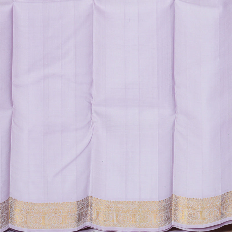Hayagrivas Handloom Dark Green Kanjivaram Silk Saree with Lilac Border KBE1212I4-1