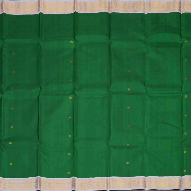 Hayagrivas Handloom Dark Green Kanjivaram Silk Saree with Lilac Border KBE1212I4-1