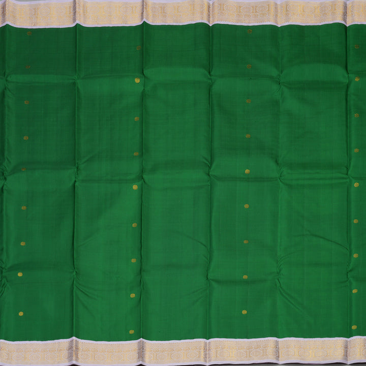 Hayagrivas Handloom Dark Green Kanjivaram Silk Saree with Lilac Border KBE1212I4-1