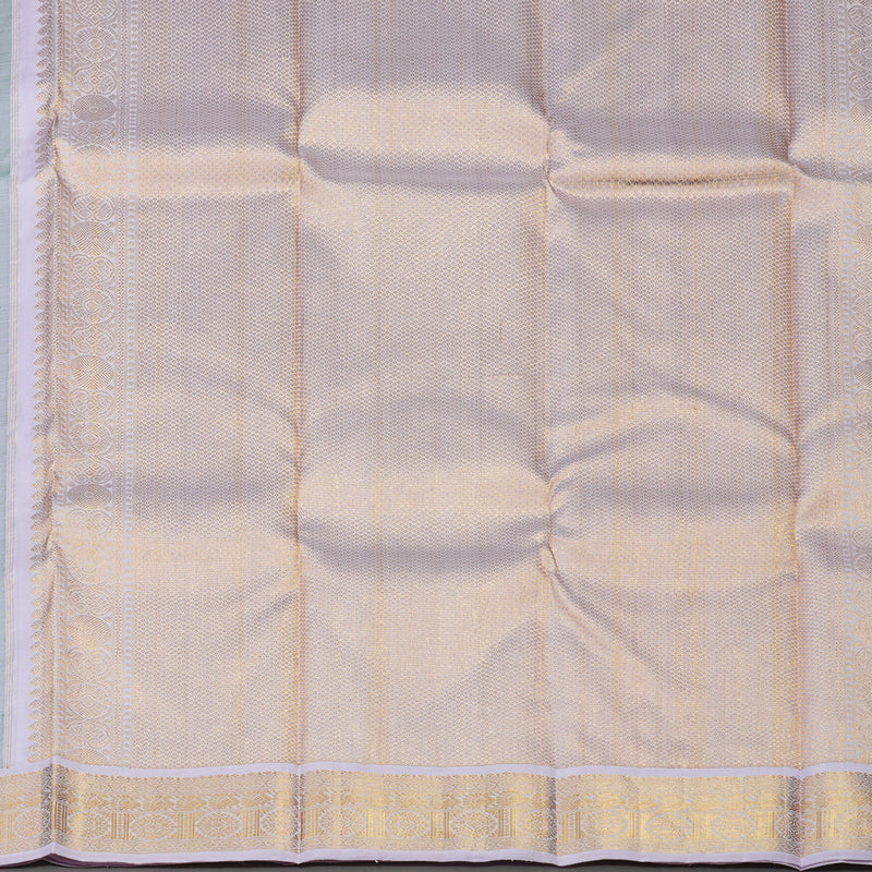 Hayagrivas Handloom Dark Green Kanjivaram Silk Saree with Lilac Border KBE1212I4-1